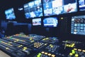 video switch of Television Broadcast, working with video and audio mixer Royalty Free Stock Photo