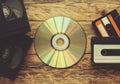 Video tapes, audio tapes and compact disc Royalty Free Stock Photo