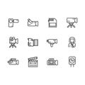 Video, television and movies shooting icon simple symbols set. Contains icon TV report, broadcasting, video camera, news