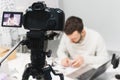 Video tutorial creation filming backstage camera Royalty Free Stock Photo