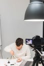 Video tutorial creation filming backstage concept Royalty Free Stock Photo