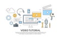 Video Tutorial Editor Concept Modern Technology Set Icons