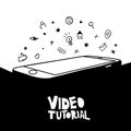 Video tutorial hand drawn vector poster concept Royalty Free Stock Photo