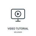 video tutorial icon vector from influencer collection. Thin line video tutorial outline icon vector illustration Royalty Free Stock Photo