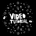 Video tutorial monochrome hand drawn lettering Royalty Free Stock Photo