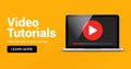 Video tutorial online player icon. Media player for webinar training education tutorial design concept