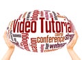 Video tutorial word cloud hand sphere concept Royalty Free Stock Photo