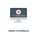 Video Tutorials flat icon. Monochrome style design from online education icon collection. UI and UX. Pixel perfect flat video tuto