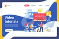 Video tutorials flat landing page vector template