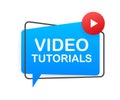 Video tutorials icon concept. Study and learning background, distance education and knowledge growth. Video conference