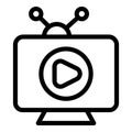 Video tv icon outline vector. Television wifi