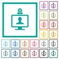 Video user access flat color icons with quadrant frames Royalty Free Stock Photo