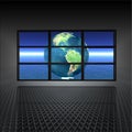 Video wall with earth on