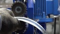 Close-up video of working metal`s corrugated machine