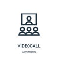 videocall icon vector from advertising collection. Thin line videocall outline icon vector illustration