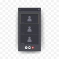 Videocall Interface. Online Video chat mockup. Mobile phone template. Virtual meeting platform display. Vector