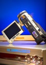 Videocamera with DVD a player Royalty Free Stock Photo