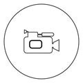 Videocamera icon black color in circle