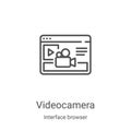 videocamera icon vector from interface browser collection. Thin line videocamera outline icon vector illustration. Linear symbol