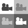 Videocamera image. Vector icon set camcorder on white-grey-blac