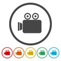 Videocamera. Single flat icon on the circle. Vector illustration. Royalty Free Stock Photo