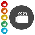 Videocamera. Single flat icon on the circle. Vector illustration Royalty Free Stock Photo