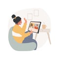 Videochat with friends isolated cartoon vector illustration.