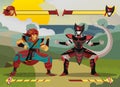 Anime warriors fighting videogame characters