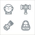 videogame elements line icons. linear set. quality vector line set such as bag, gauntlet, hammer