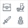 Videogame line icons. linear set. quality vector line set such as gamer, sword, adventure game