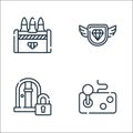 videogame line icons. linear set. quality vector line set such as joystick, locked door, diamond