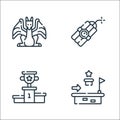 videogame line icons. linear set. quality vector line set such as platform, podium, explosive