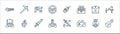 videogame line icons. linear set. quality vector line set such as potion, joystick, locked, mobile game, crown, gun, explosive,
