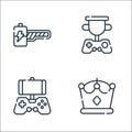 videogame line icons. linear set. quality vector line set such as crown, mobile game, trophy