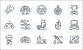 Videogame line icons. linear set. quality vector line set such as game map, cannon, airdrop, nerf, first aid, game controller,