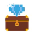 Videogame pixelated chest with diamond