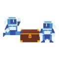 Videogame pixelated ninjas characters symbol