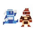 Videogame pixelated ninjas characters symbol