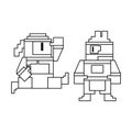 Videogame pixelated ninjas characters symbol