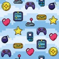 Videogame seamless pattern background with joysticks icons Vector