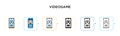 Videogame vector icon in 6 different modern styles. Black, two colored videogame icons designed in filled, outline, line and