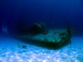 Videographer filming a sunken Shipwreck