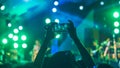 Videographer had been recorded to blurred and bokeh countdown concert. Rear view of people enjoying a concert against a blurry