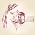 Videographer hand drawn vector llustration