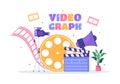 Videographer Services Template Hand Drawn Cartoon Flat Illustration with Record Video Production, Movie, Equipment and Cinema