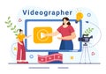 Videographer Services Vector Illustration with Record Video Production, Movie, Equipment and Cinema Industry in Flat Cartoon