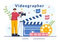 Videographer Services Vector Illustration with Record Video Production, Movie, Equipment and Cinema Industry in Flat Cartoon