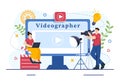 Videographer Services Vector Illustration with Record Video Production, Movie, Equipment and Cinema Industry in Flat Cartoon