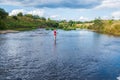 Videographer walks on the water and films