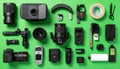 Videographers Essential Toolkit on Green Background Royalty Free Stock Photo